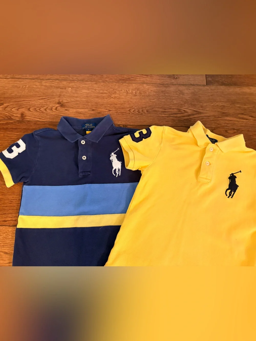Ralph Lauren Kids Polo Shirts in Yellow and Navy - Set of 2
